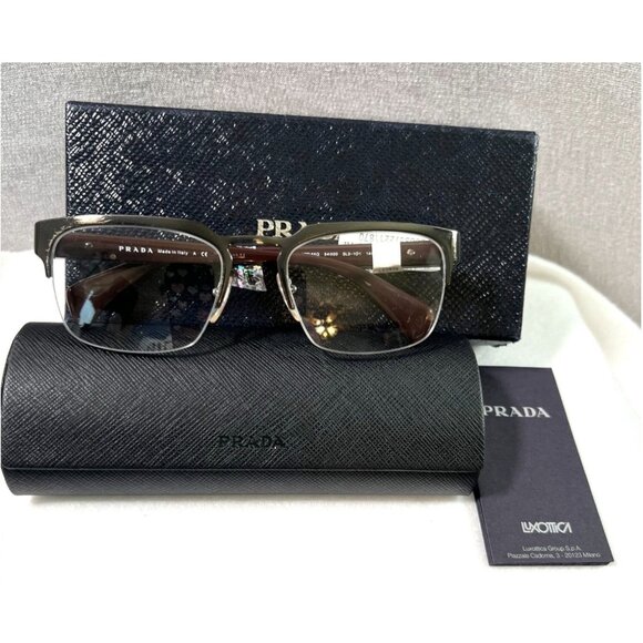 Prada Eyeglasses Mens Metal Semi Rimless Frame 54-20-140 VPR 660 Italy - Picture 1 of 5